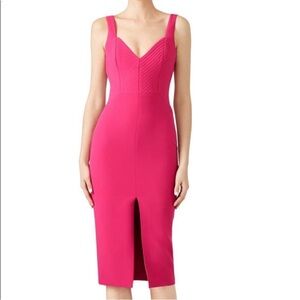 Nicholas pink quilted midi dress